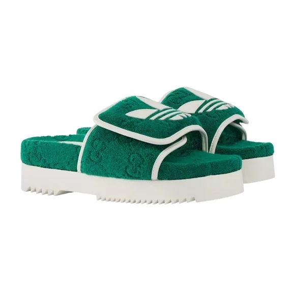 Shoes | Adidas X Gucci Slide Gg Mens Platform Sandals Green 